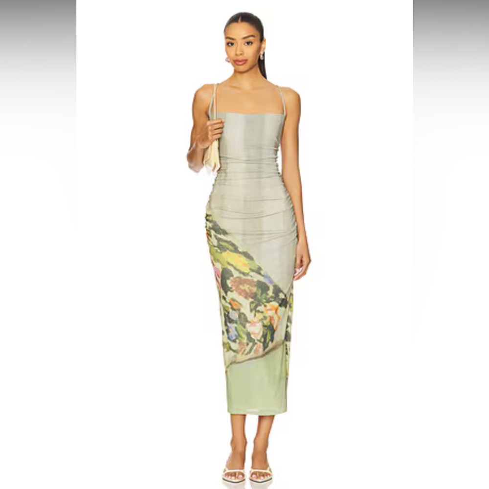 Nanushka Green Sheath Maxi Dress Spaghetti Strap
